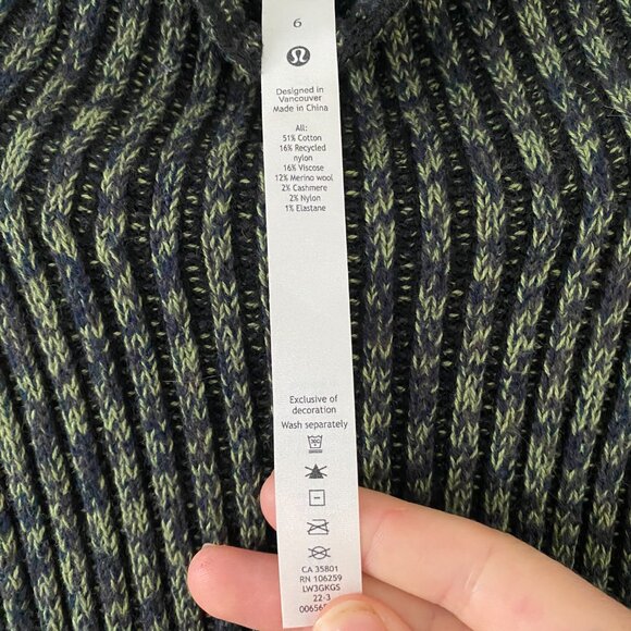Lululemon Cotton-Cashmere Blend Mock Neck Sweater Size 6 - Picture 3 of 3